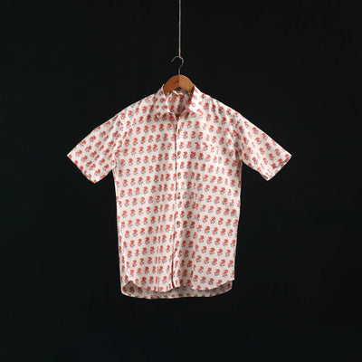 Men cotton sanganeri hand block print half sleeve shirt 11
