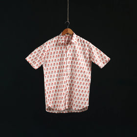 Men cotton sanganeri hand block print half sleeve shirt 11