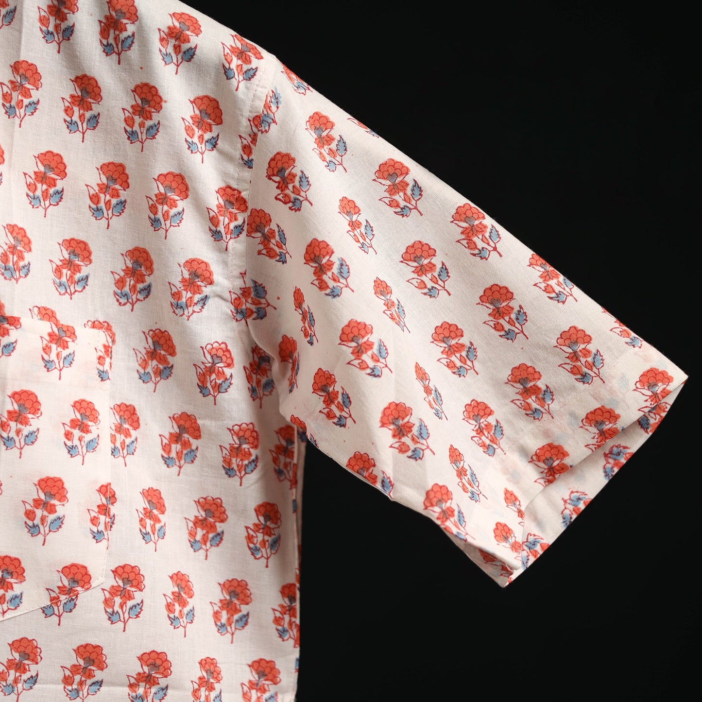 Men cotton sanganeri hand block print half sleeve shirt 11