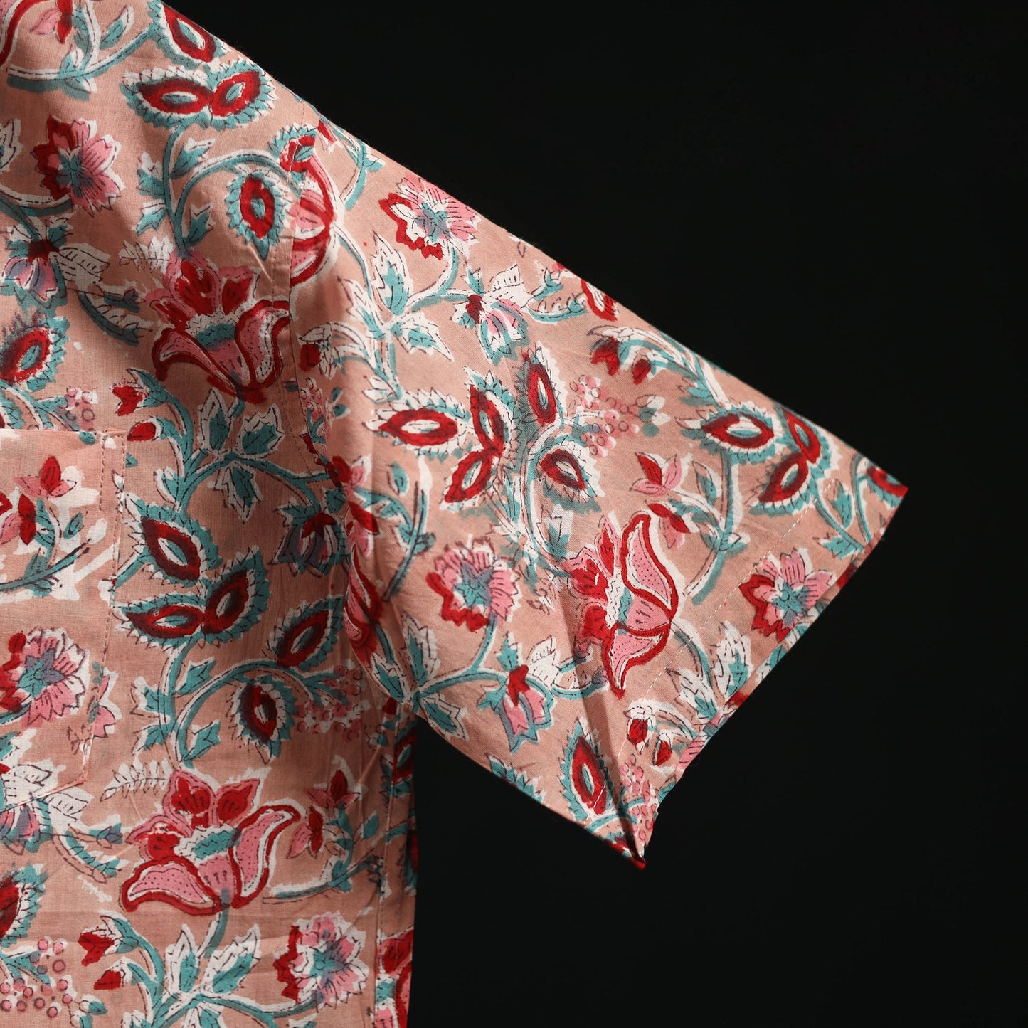 Men cotton sanganeri hand block print half sleeve shirt 12