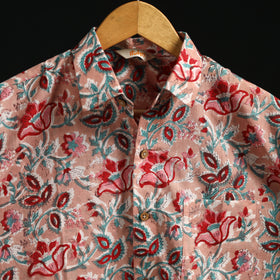 Men cotton sanganeri hand block print half sleeve shirt 12
