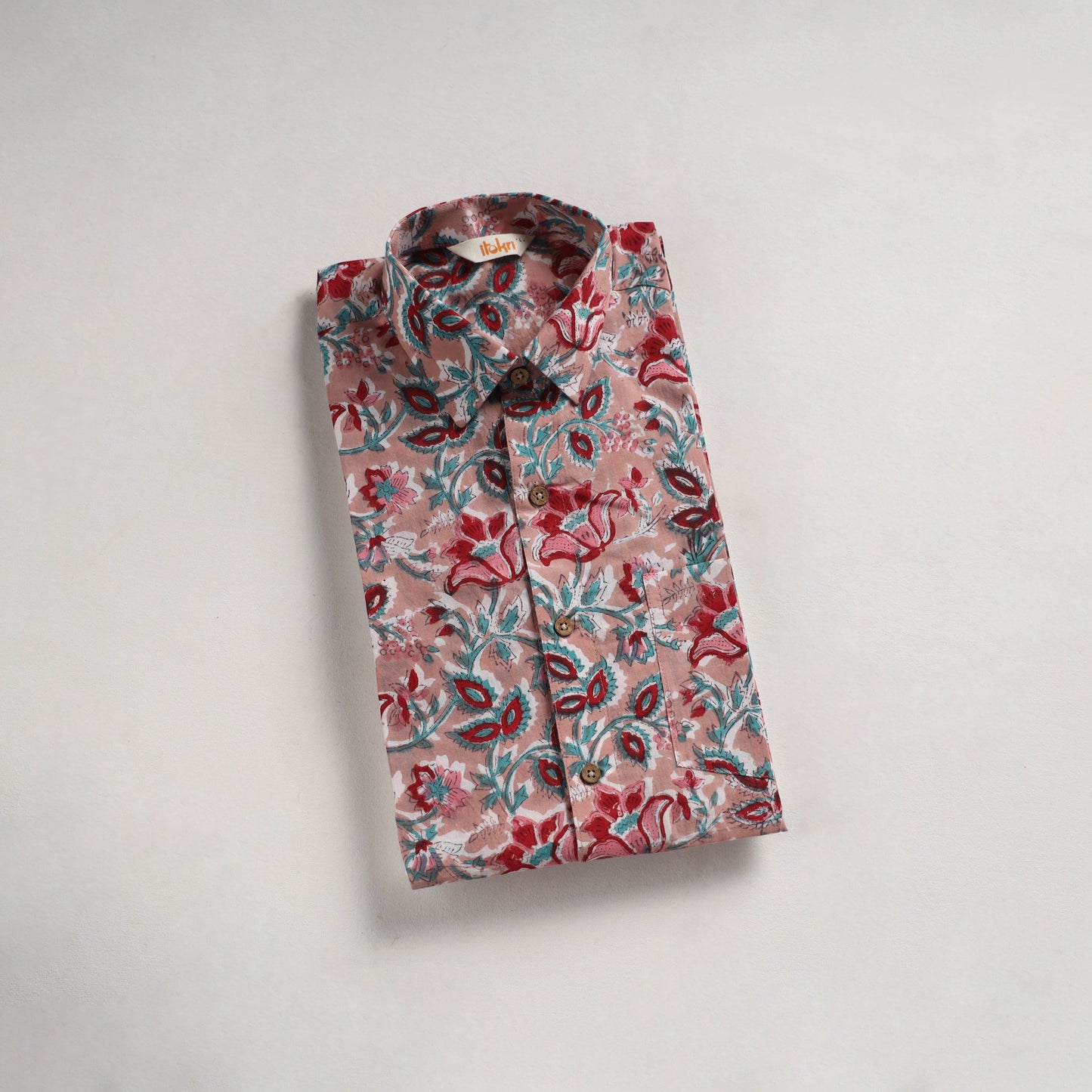 Men cotton sanganeri hand block print half sleeve shirt 12