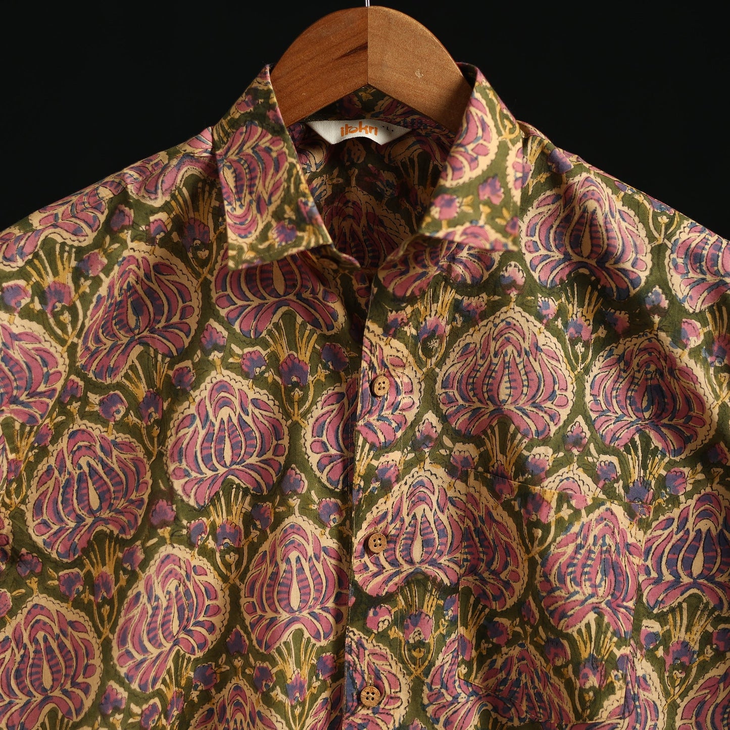Men cotton sanganeri hand block print half sleeve shirt 13