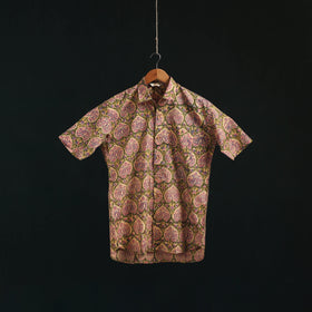 Men cotton sanganeri hand block print half sleeve shirt 13
