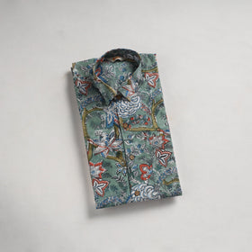 Men cotton sanganeri hand block print half sleeve shirt 14