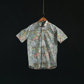 Men cotton sanganeri hand block print half sleeve shirt 14