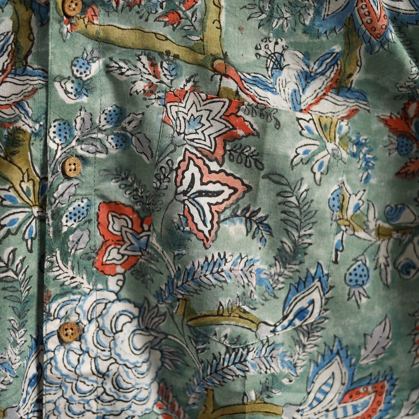 Men cotton sanganeri hand block print half sleeve shirt 14