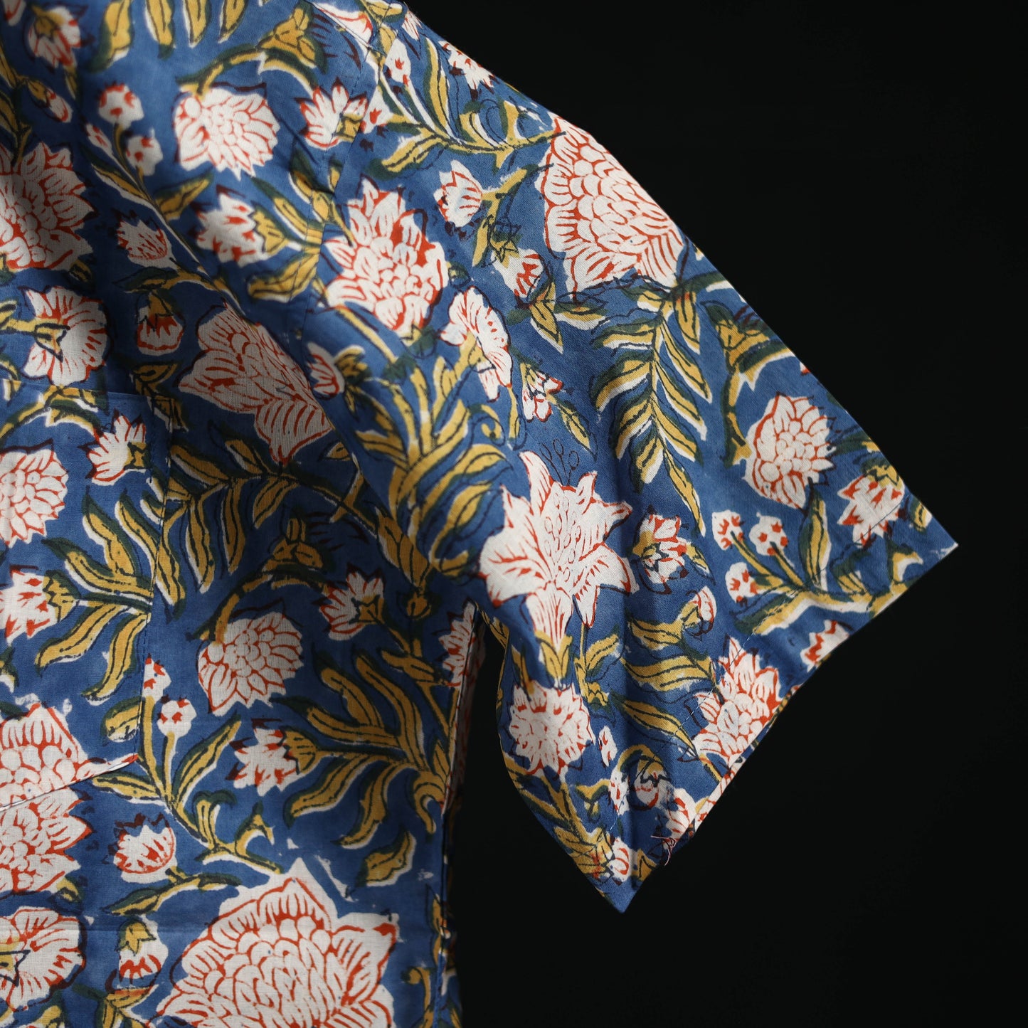 Men cotton sanganeri hand block print half sleeve shirt 16