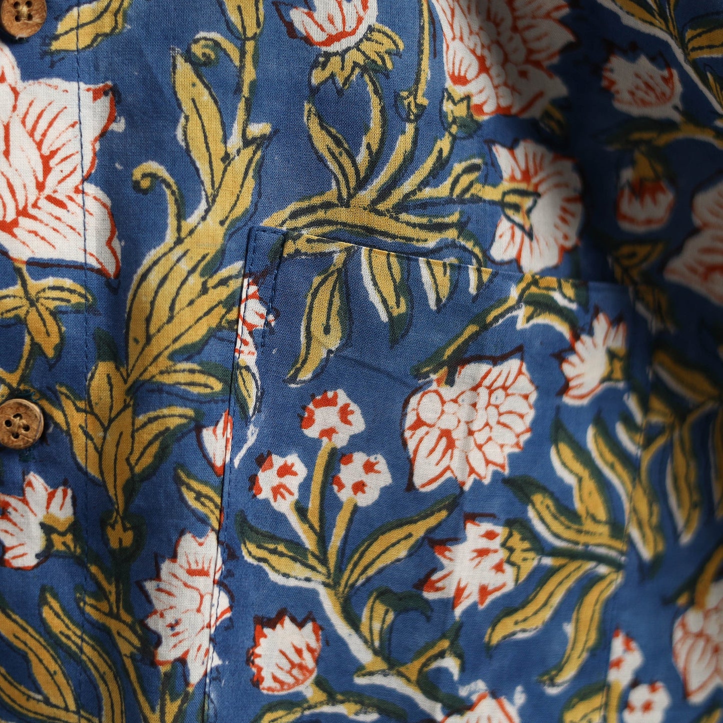 Men cotton sanganeri hand block print half sleeve shirt 16