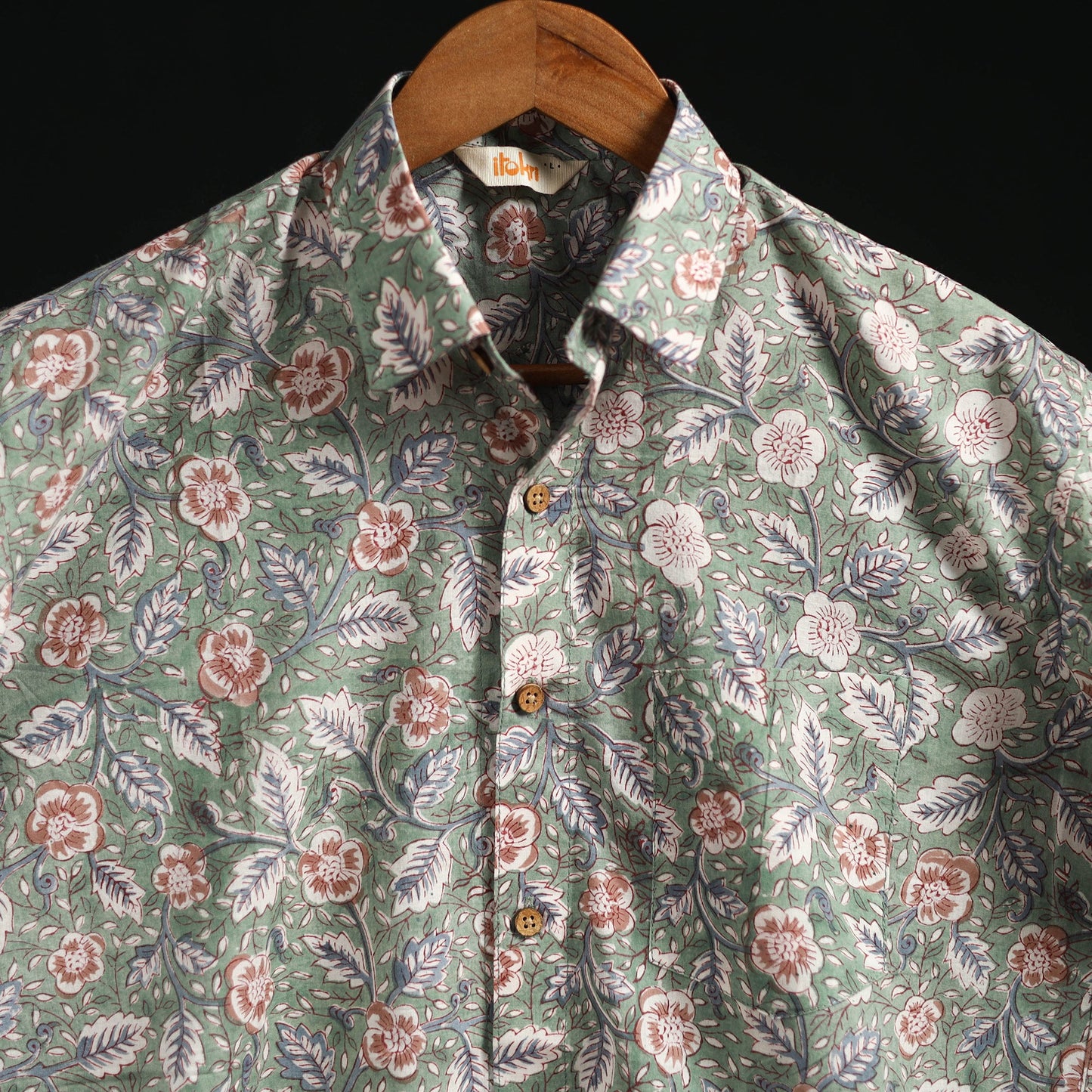 Men cotton sanganeri hand block print half sleeve shirt 17