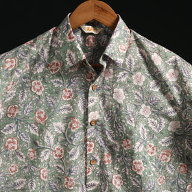 Men cotton sanganeri hand block print half sleeve shirt 17