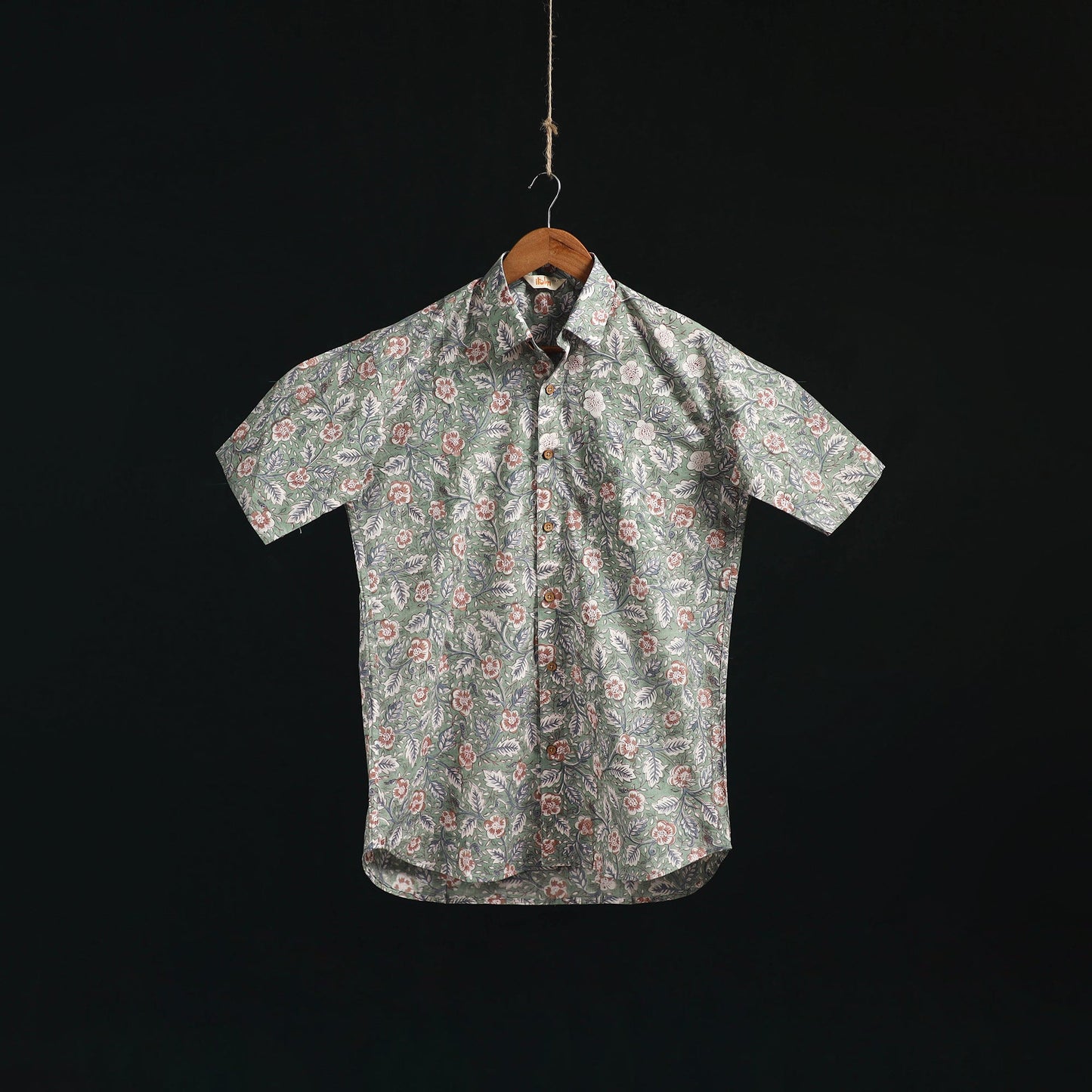 Men cotton sanganeri hand block print half sleeve shirt 17