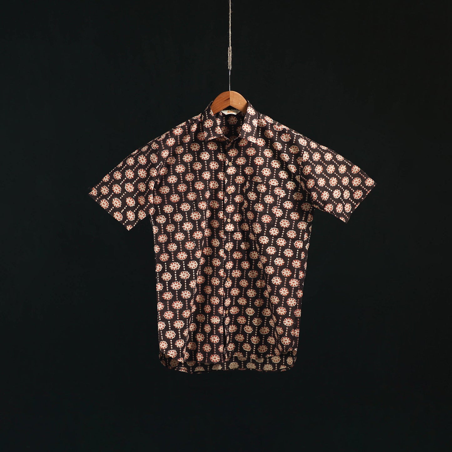 Men cotton sanganeri hand block print half sleeve shirt 18