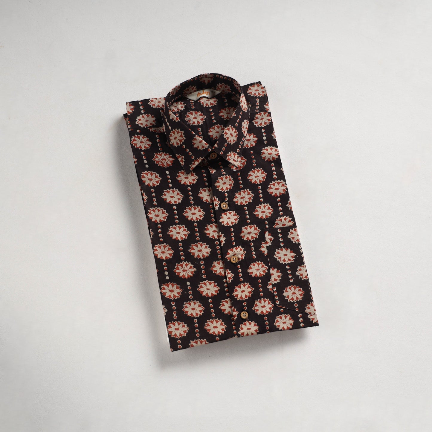 Men cotton sanganeri hand block print half sleeve shirt 18