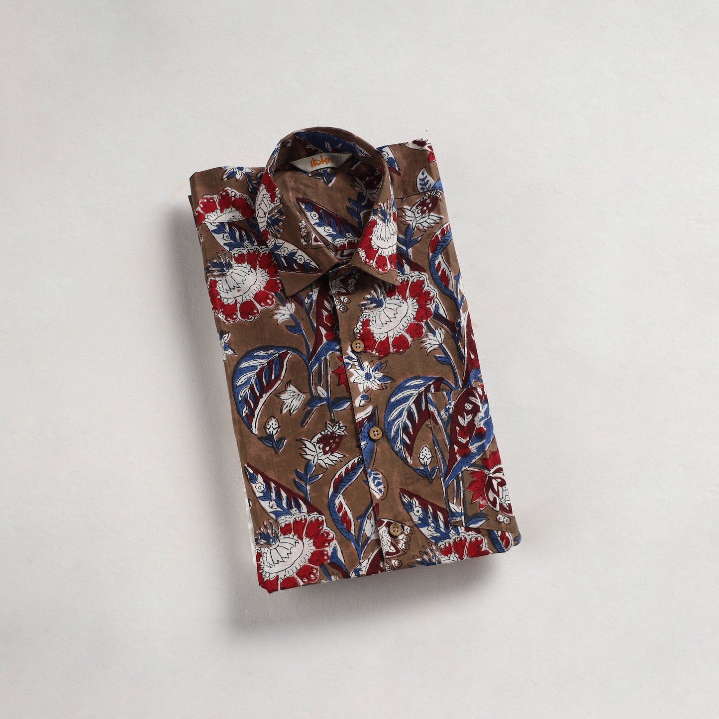 Men cotton sanganeri hand block print half sleeve shirt 19