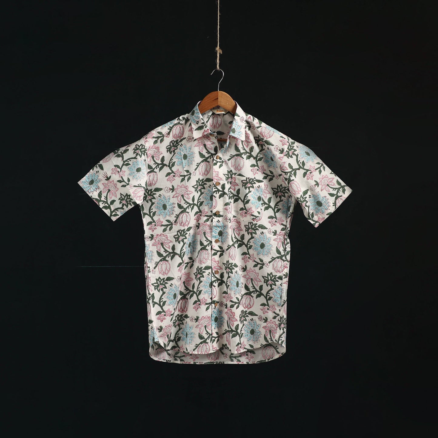 Men cotton sanganeri hand block print half sleeve shirt 20