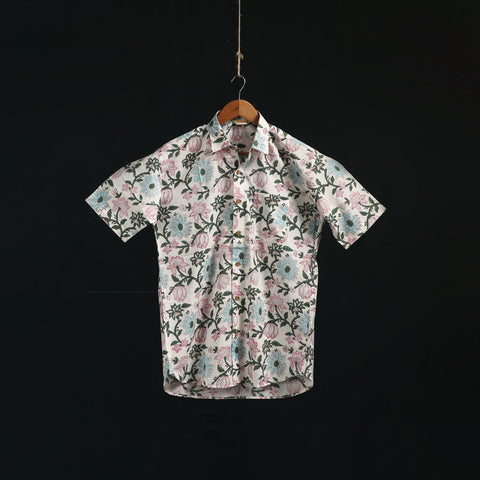 Men cotton sanganeri hand block print half sleeve shirt 20