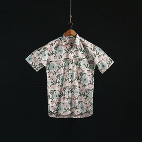 Men cotton sanganeri hand block print half sleeve shirt 20