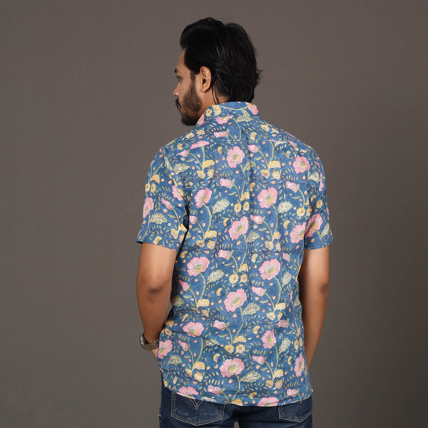  Men Sanganeri Block Printed Cotton Half Sleeve Shirt Online at iTokri.com