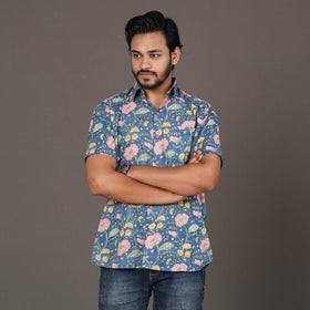  Men Sanganeri Block Printed Cotton Half Sleeve Shirt Online at iTokri.com
