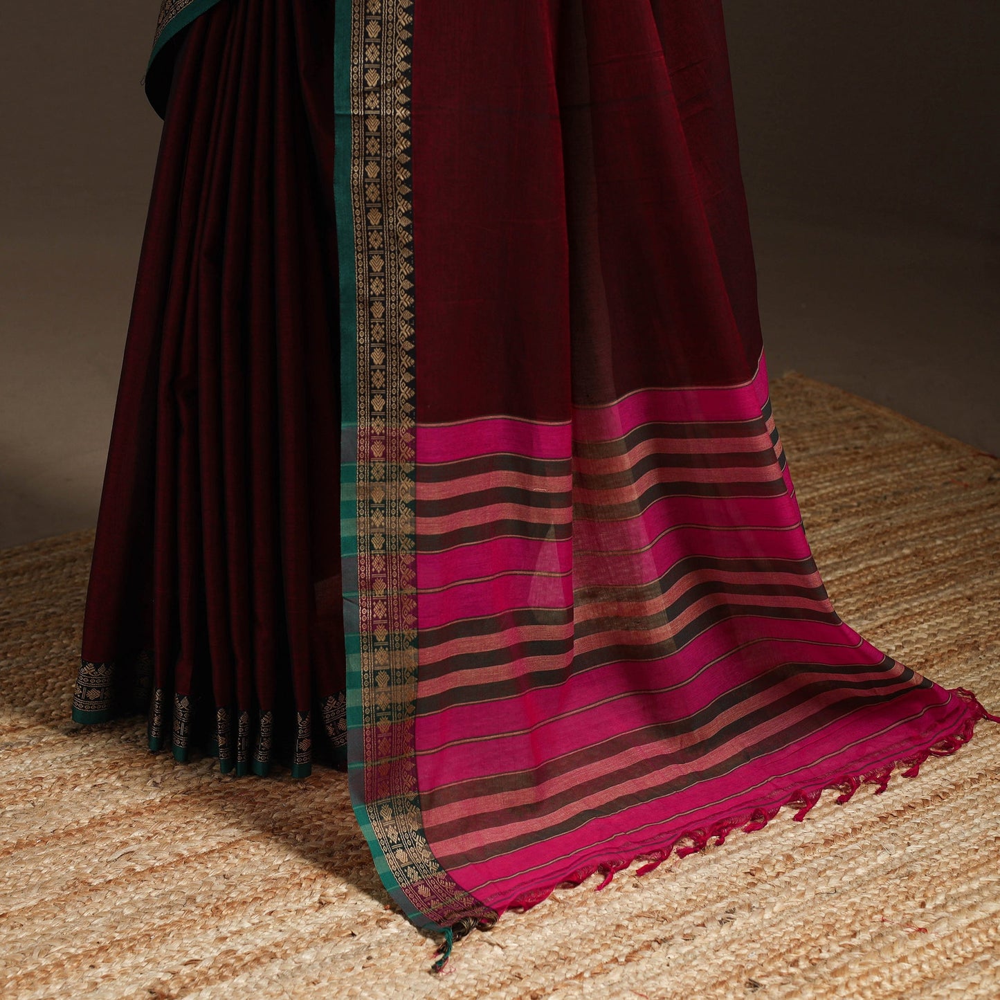 Mercerised cotton dharwad saree with thread border 12