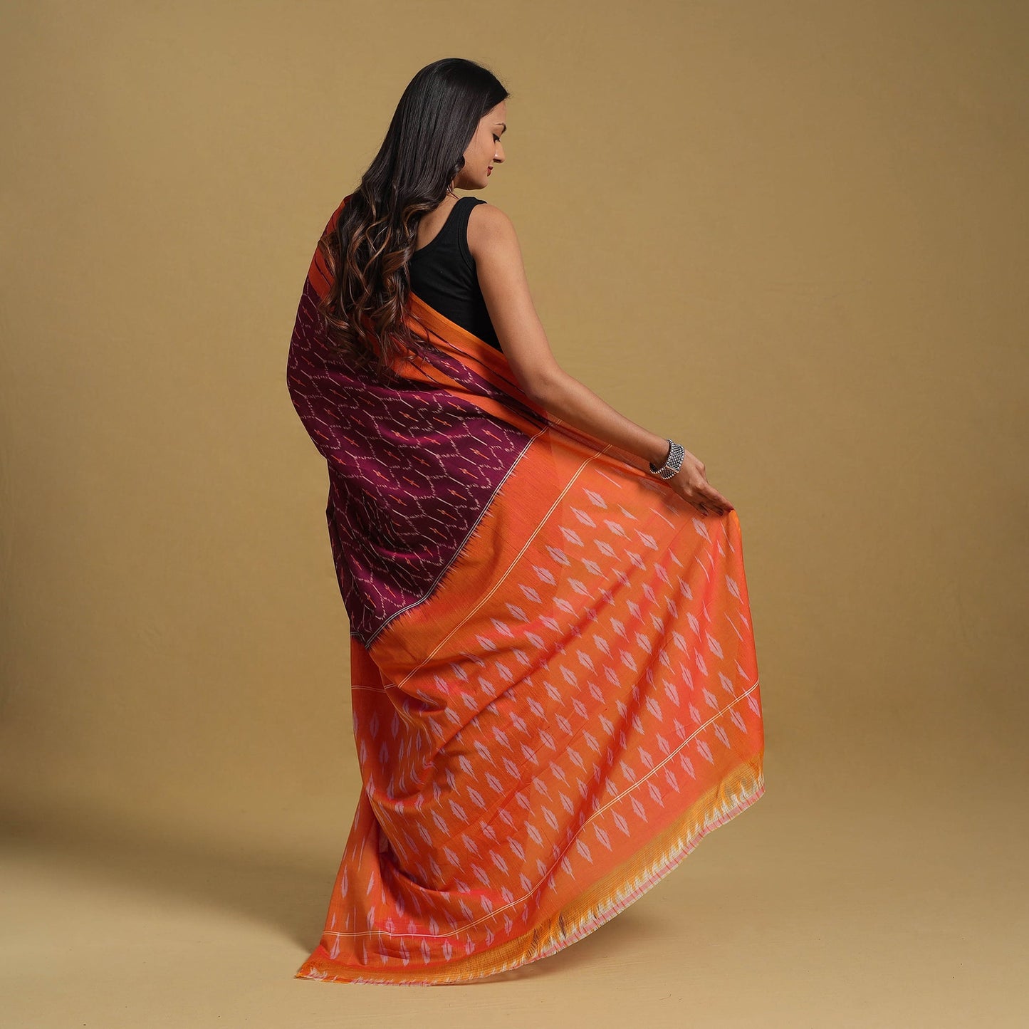 Mercerised Cotton Handloom Pochampally Ikat Saree