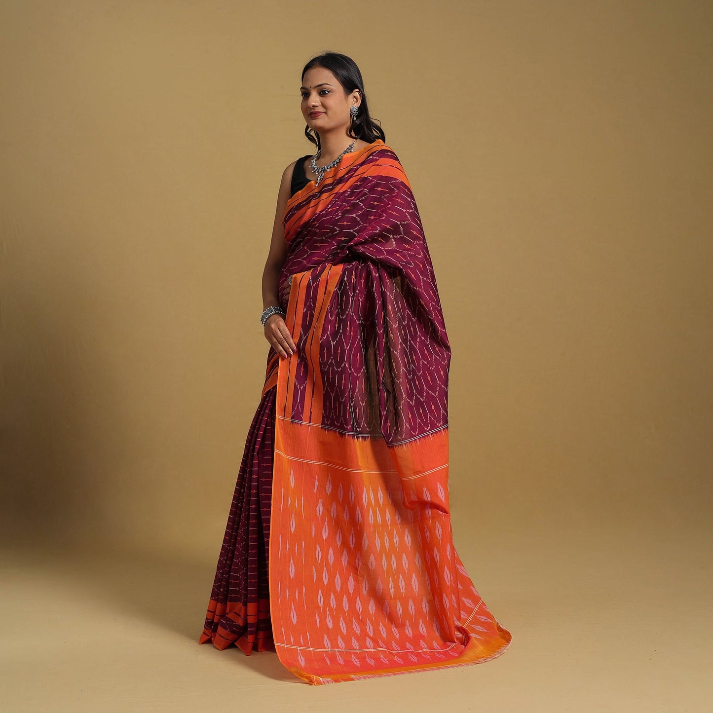 Mercerised Cotton Handloom Pochampally Ikat Saree