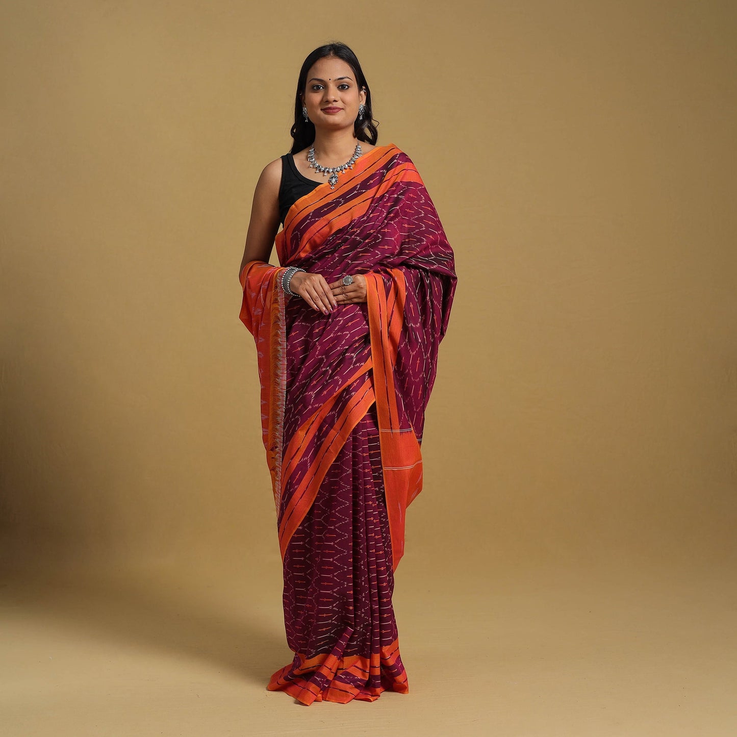 Mercerised Cotton Handloom Pochampally Ikat Saree