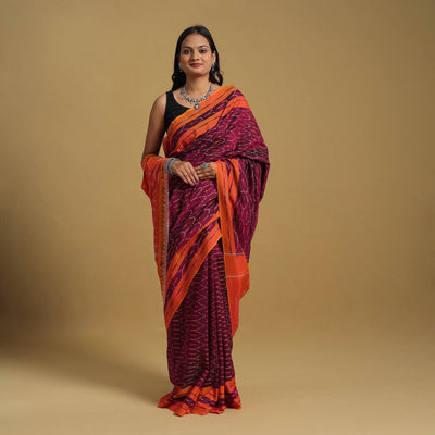 Mercerised Cotton Handloom Pochampally Ikat Saree