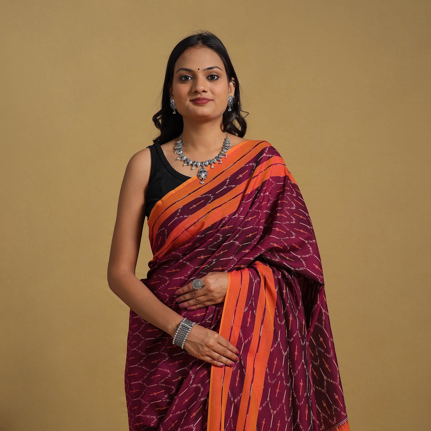 Mercerised Cotton Handloom Pochampally Ikat Saree
