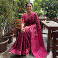 Pink Mercerised Cotton Handloom Pochampally Ikat Saree, draped and worn by a woman, AI visual of the saree, iTokri