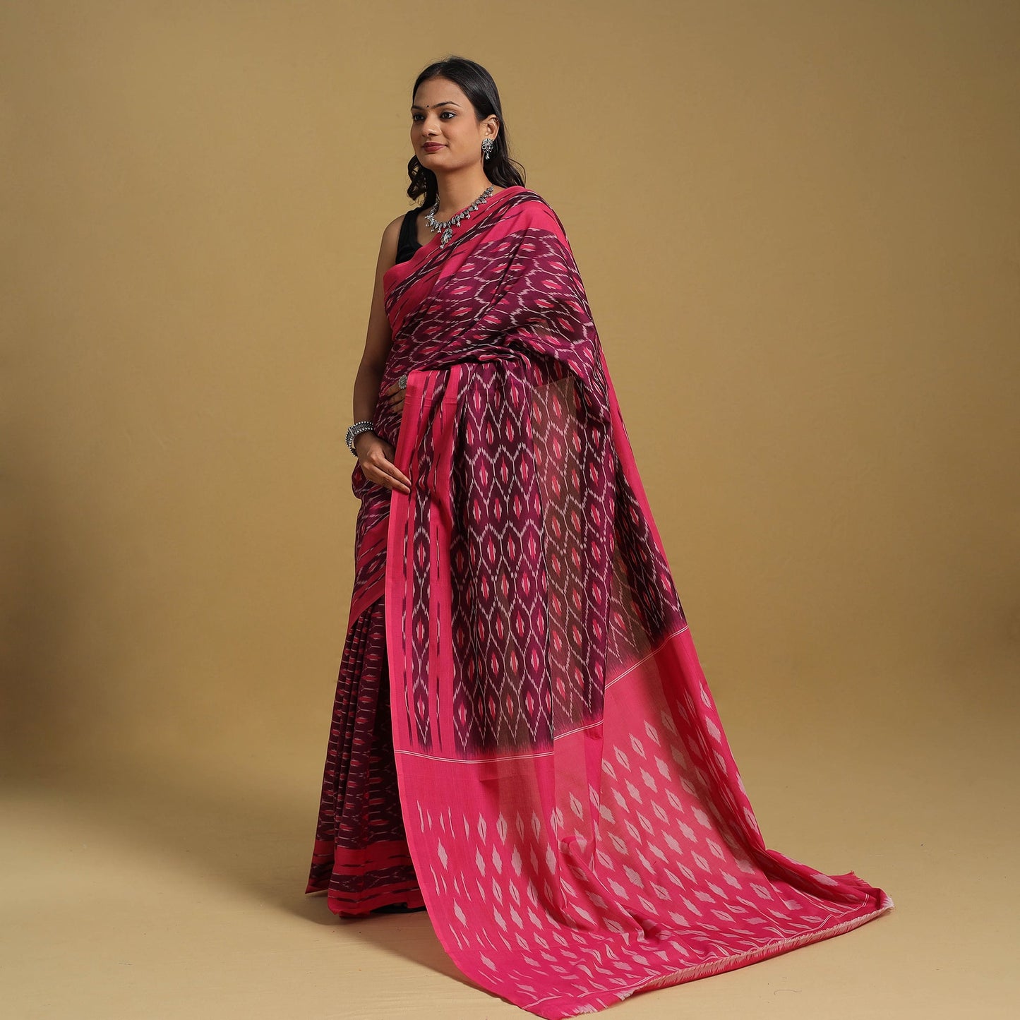 Mercerised Cotton Handloom Pochampally Ikat Saree