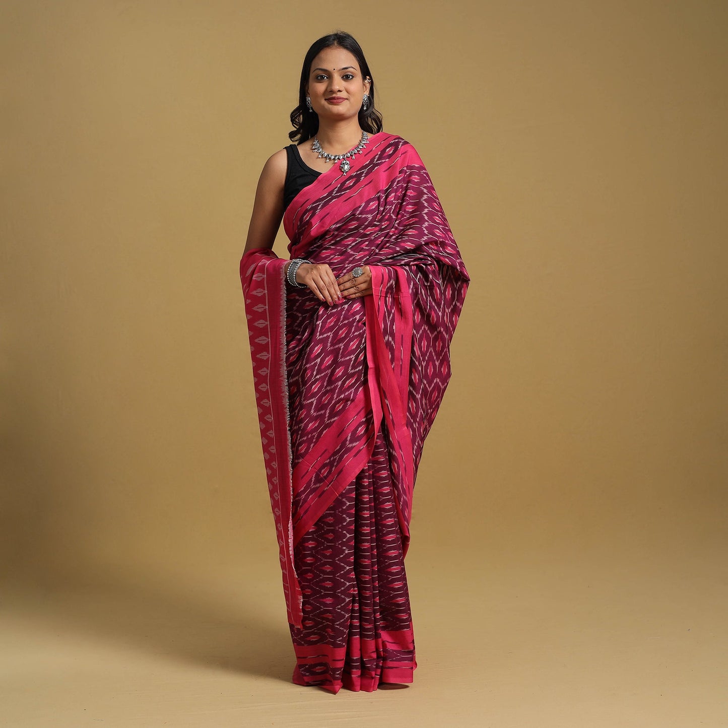 Mercerised Cotton Handloom Pochampally Ikat Saree