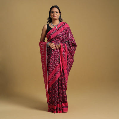 Mercerised Cotton Handloom Pochampally Ikat Saree