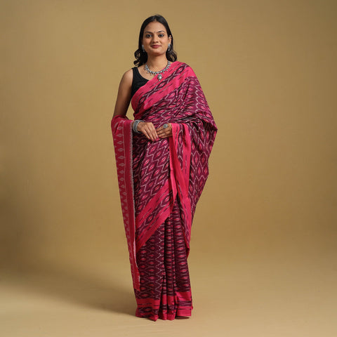 Mercerised Cotton Handloom Pochampally Ikat Saree