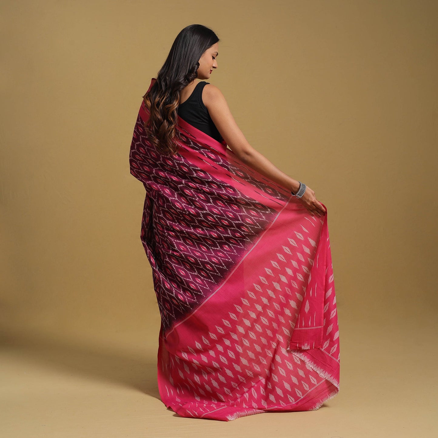 Mercerised Cotton Handloom Pochampally Ikat Saree