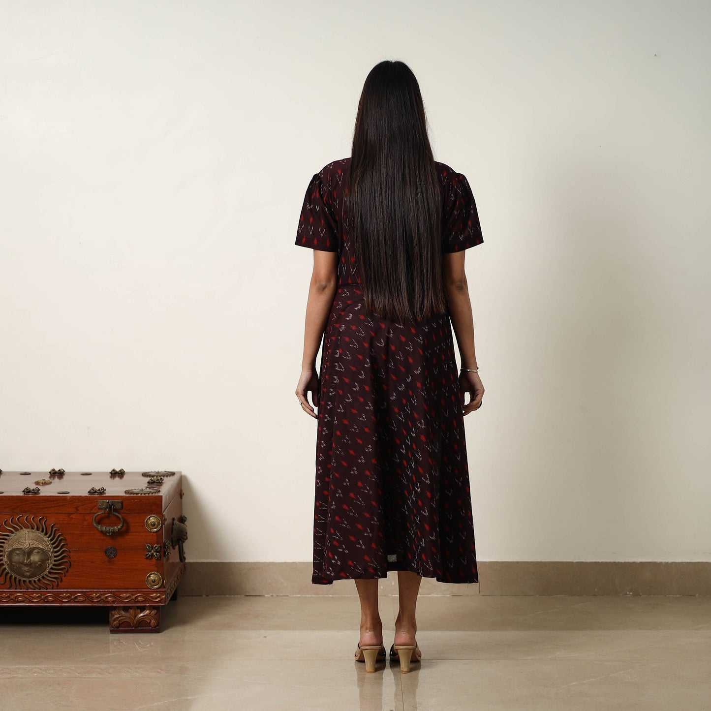 Buy Mercerized Cotton Flared Pochampally Ikat Dress