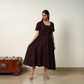 Buy Mercerized Cotton Flared Pochampally Ikat Dress