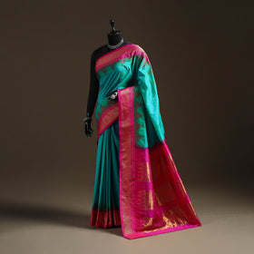 Mercerized cotton gadwal checks ilkal saree with temple