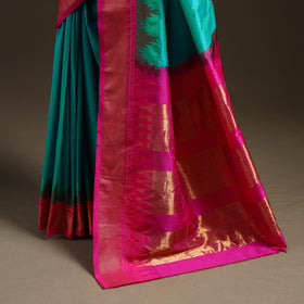 Mercerized cotton gadwal checks ilkal saree with temple