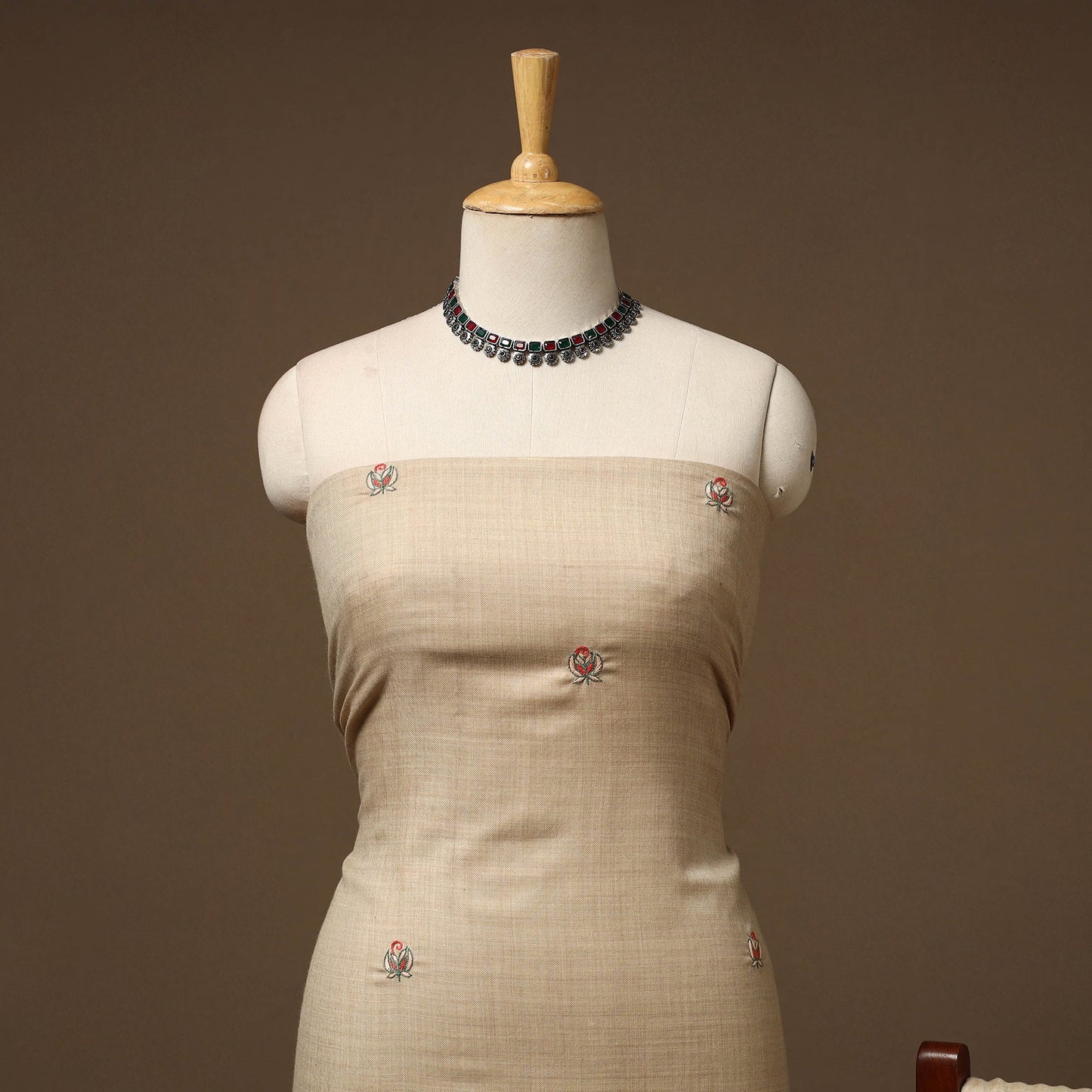 Merino wool hand embroidery 3pc unstitched dress material