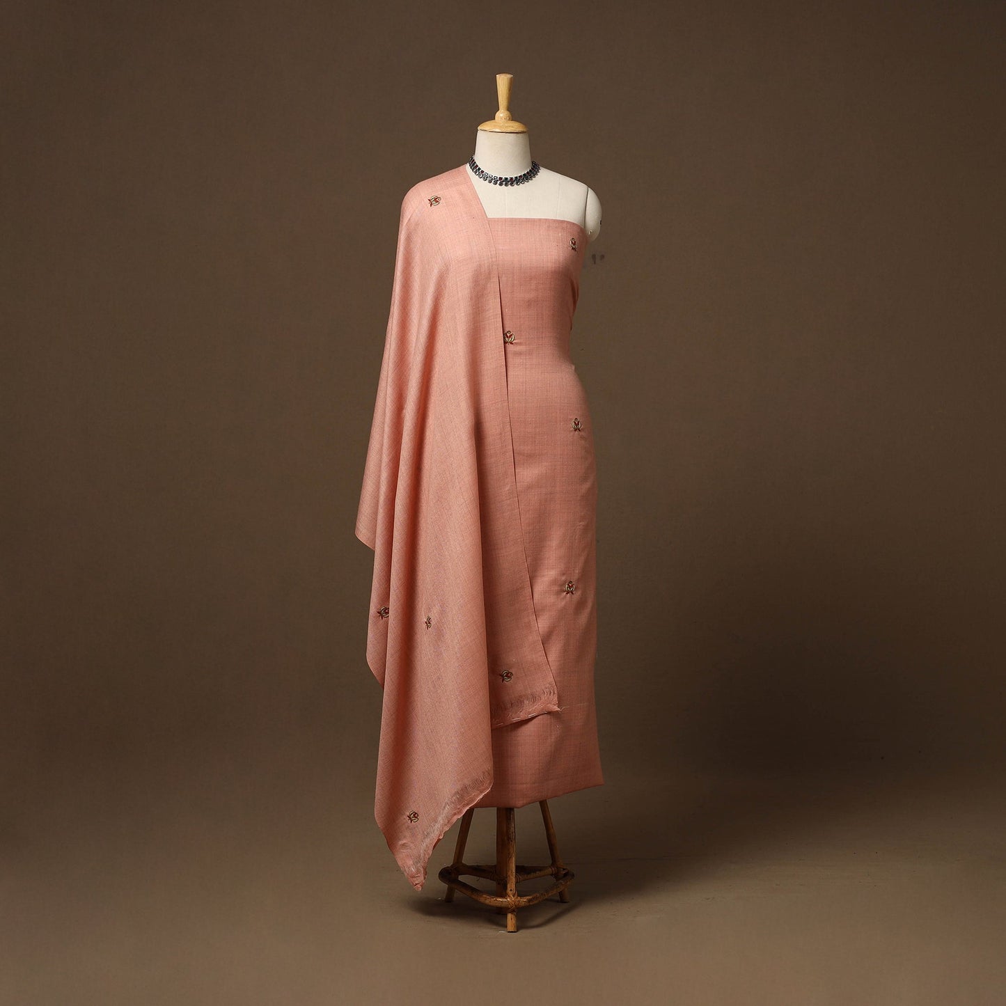 Merino wool hand embroidery 3pc unstitched dress material