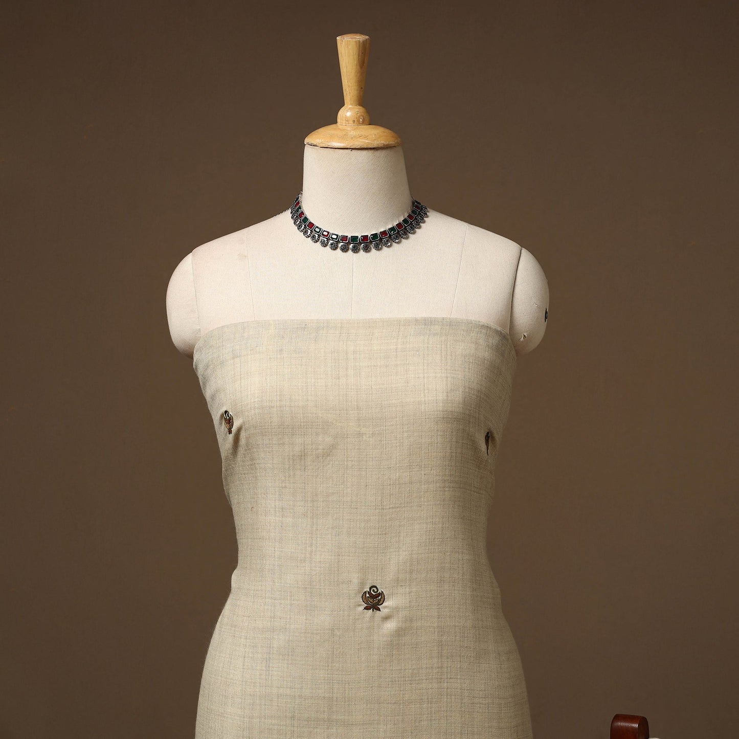 Merino wool hand embroidery 3pc unstitched dress material