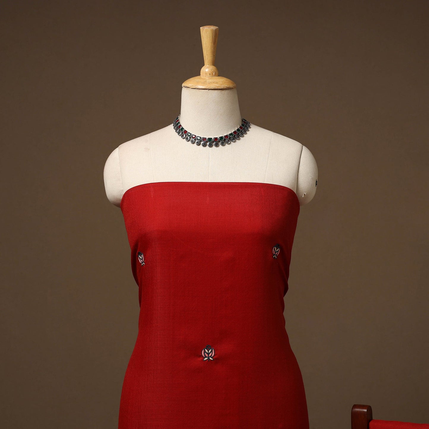 Merino wool hand embroidery 3pc unstitched dress material