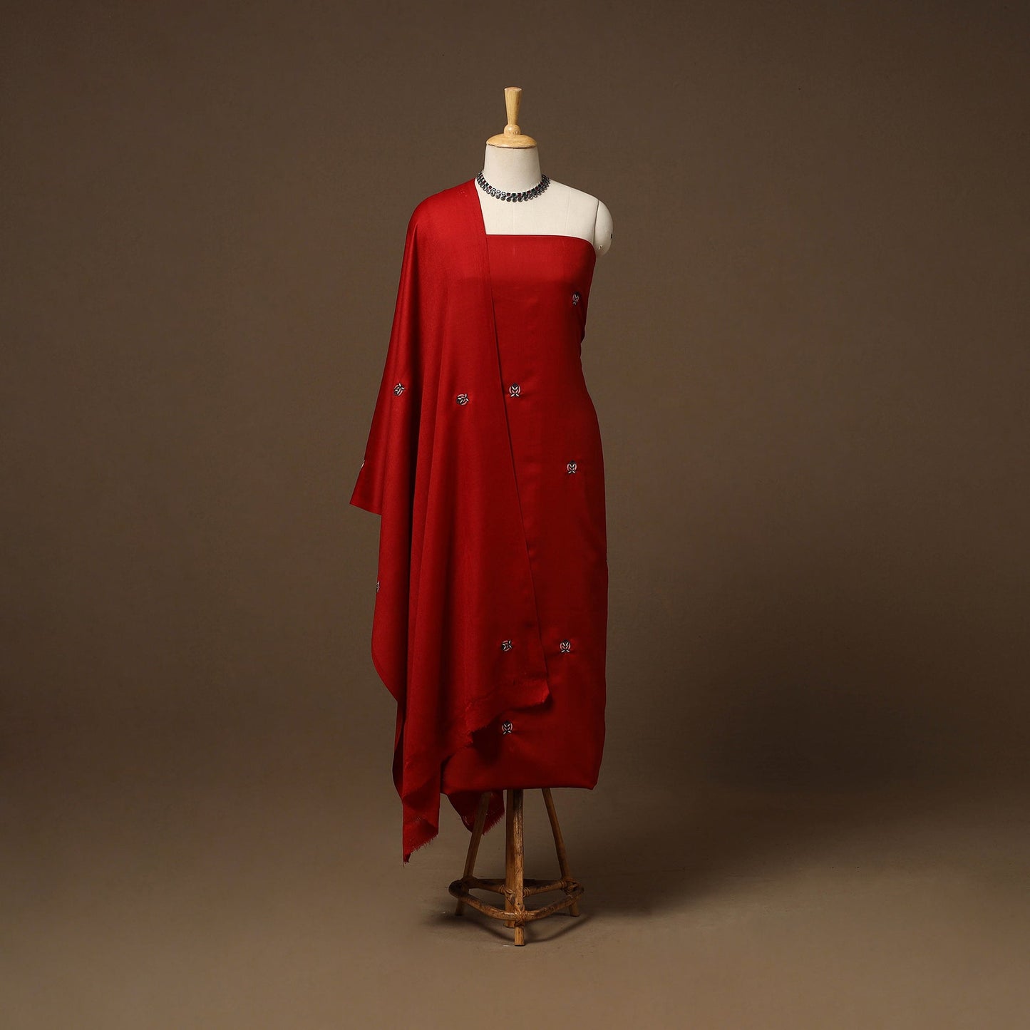 Merino wool hand embroidery 3pc unstitched dress material