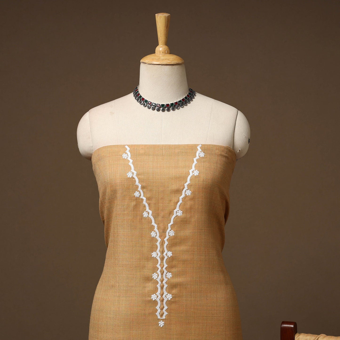 Merino wool hand embroidery 3pc unstitched dress material