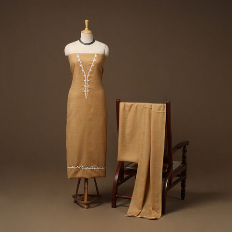Merino wool hand embroidery 3pc unstitched dress material