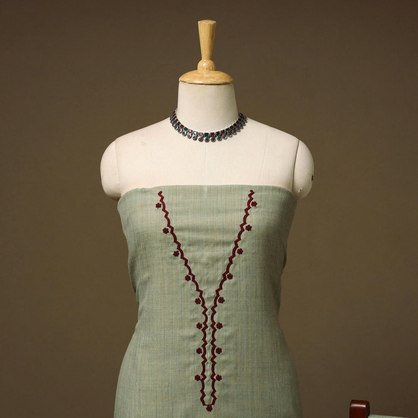 Merino wool hand embroidery 3pc unstitched dress material