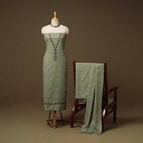 Merino wool hand embroidery 3pc unstitched dress material