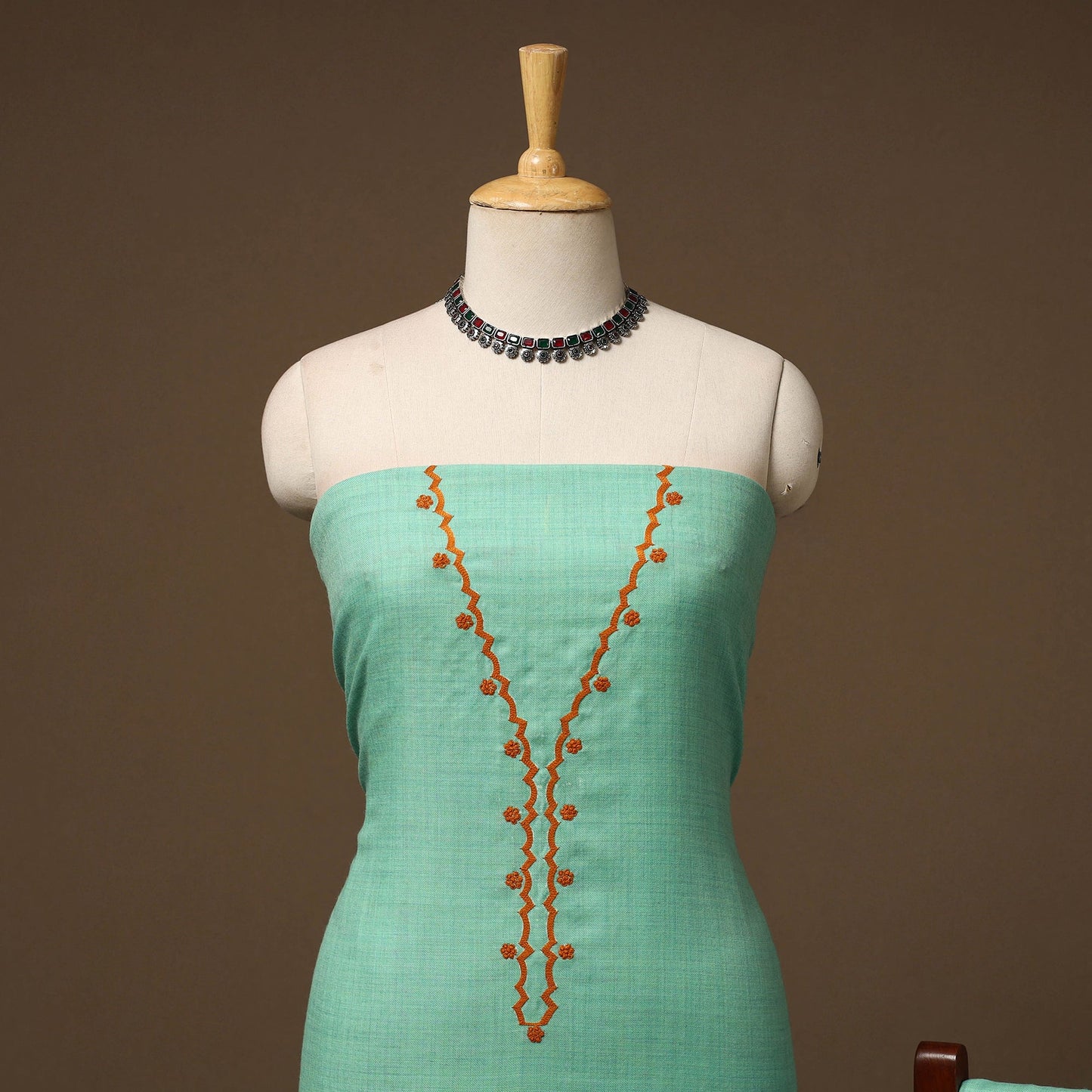 Merino wool hand embroidery 3pc unstitched dress material